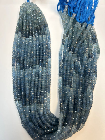 Aquamarine Beads Faceted Rondelle ,Natural Aqumarine