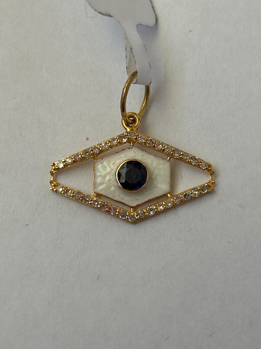 14K Gold Eye Shape Pendant