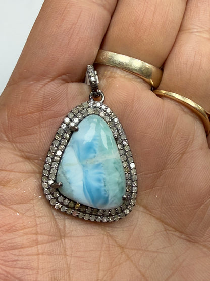 Larimar Diamond Pendant