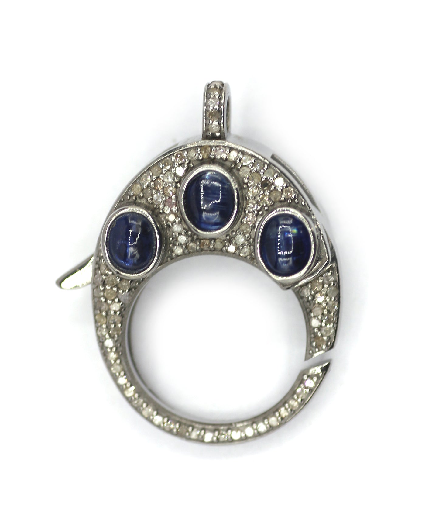Diamond Clasps .925 Oxidized Sterling Silver Diamond Clasps