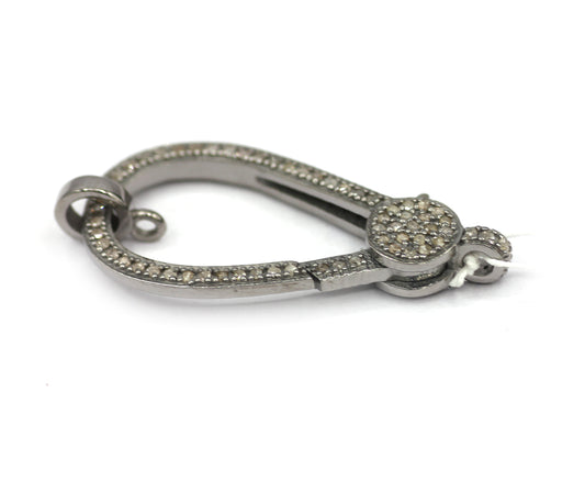 Diamond Clasps .925 Oxidized Sterling Silver Diamond Clasps