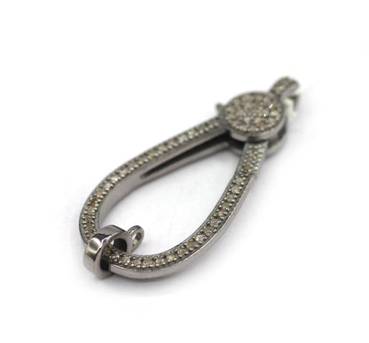 Diamond Clasps .925 Oxidized Sterling Silver Diamond Clasps
