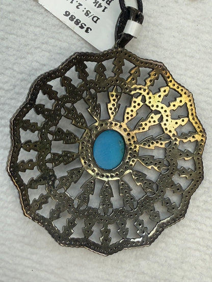Turqouise Silver and Diamond Pave  PENDANT & CHARMS
