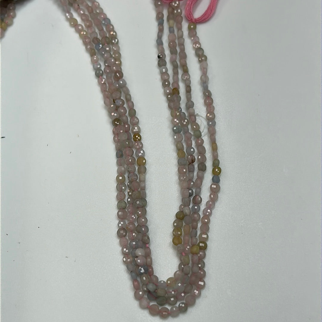 Morganite Aquamarine Beads Faceted Coin