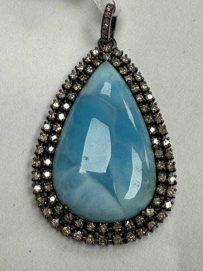 Larimar Diamond Pendant