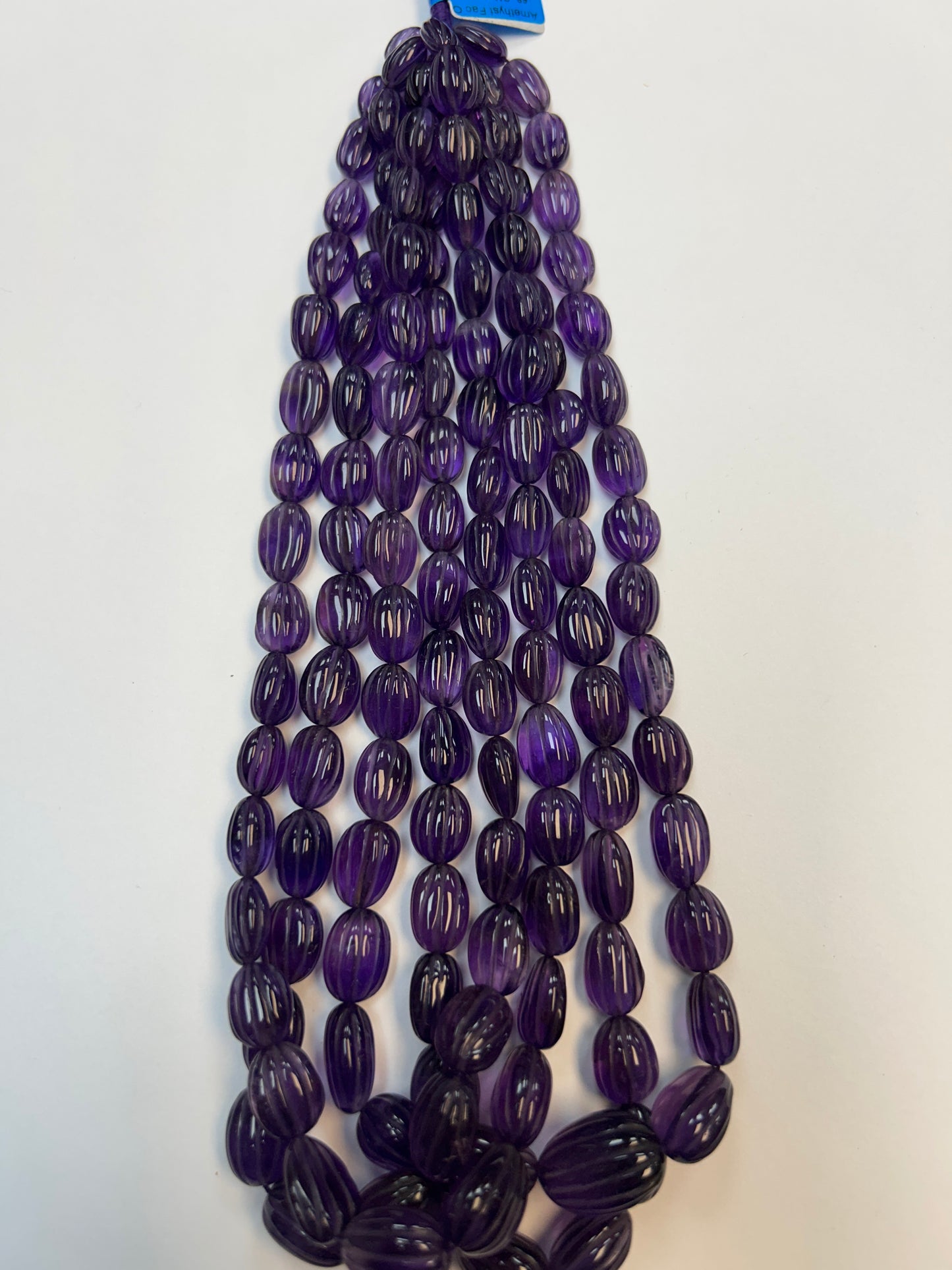 Amethyst Oval Carved Pumpkin Beads, Oval Carved Beads