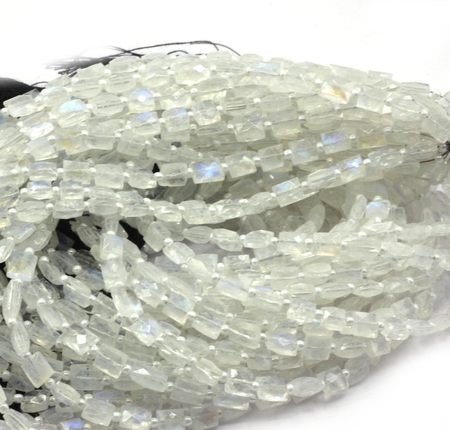 Moonstone, Rainbow Moonstone Faceted Rectangle Beads