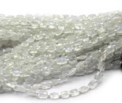 Moonstone, Rainbow Moonstone Faceted Rectangle Beads