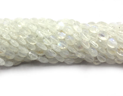 White Rainbow Faceted Oval Beads