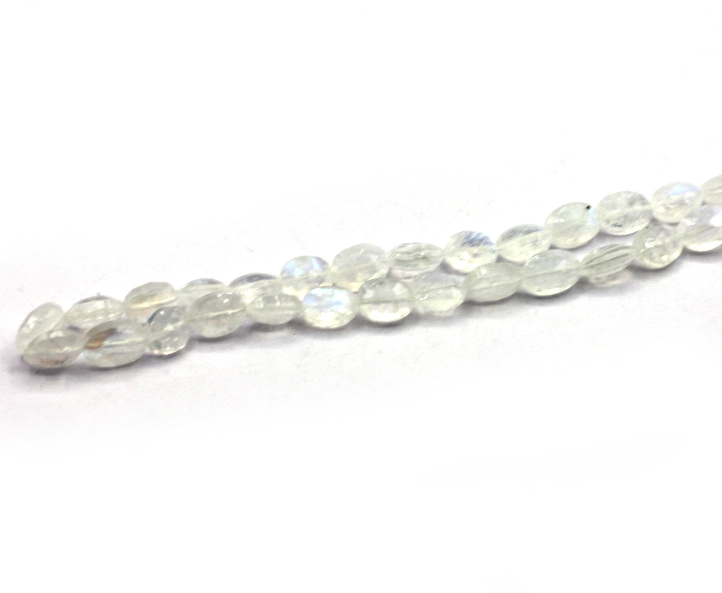 White Rainbow Faceted Oval Beads
