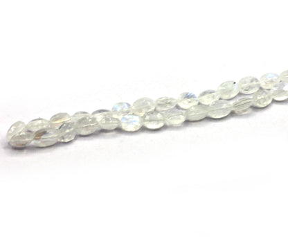 White Rainbow Faceted Oval Beads