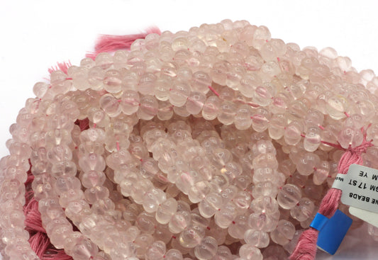 Rose Quartz carved pumpkin beads