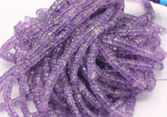 Amethyst Beads Faceted Heshi, Faceted Donut, Faceted Tyre