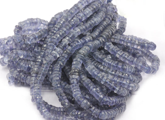 Iolite Beads Faceted Heshi, Faceted Donut, Faceted Tyre