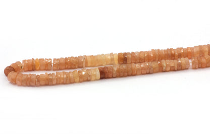 Peach Moonstone Beads Faceted Heshi, Faceted Donut, Faceted Tyre