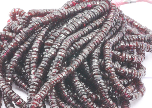 Garnet Beads Faceted Heshi, Faceted Donut, Faceted Tyre