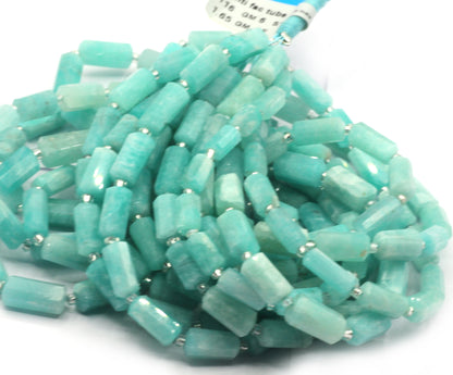 Amazonite Faceted Tube Beads