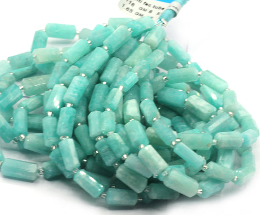 Amazonite Faceted Tube Beads