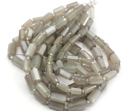 Grey Moonstone Faceted Tube Beads