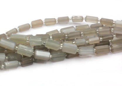 Grey Moonstone Faceted Tube Beads