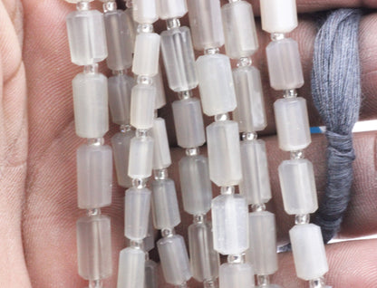 Grey Moonstone Faceted Tube Beads