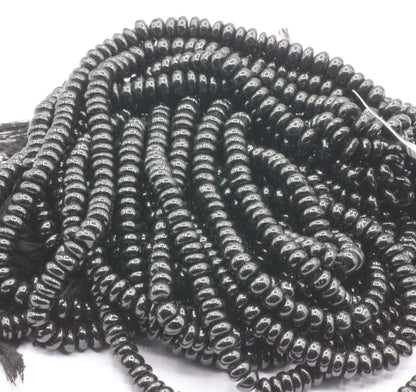 Black Spinel Smooth Roundel Beads