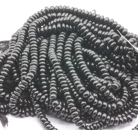 Black Spinel Smooth Roundel Beads