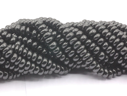 Black Spinel Smooth Roundel Beads