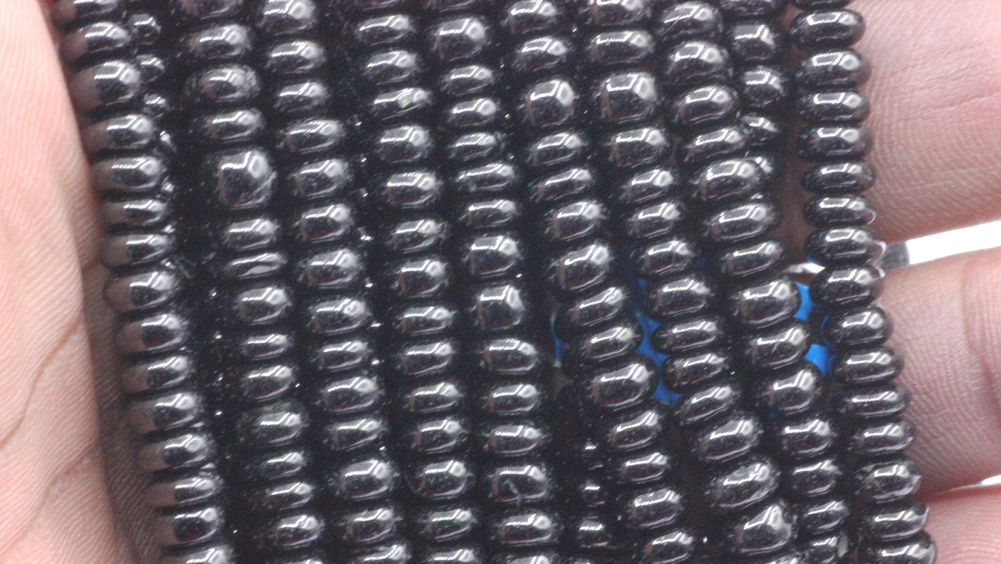 Black Spinel Smooth Roundel Beads