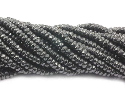 Black Spinel Faceted Roundel Beads