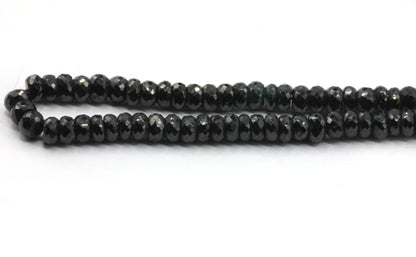 Black Spinel Faceted Roundel Beads