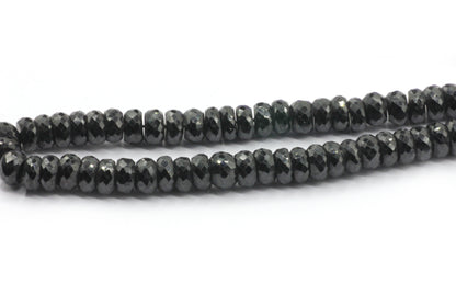 Black Spinel Faceted Roundel Beads