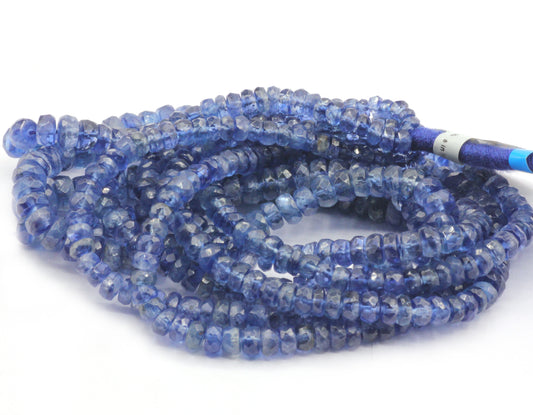Blue Kyanite Faceted Roundel Beads