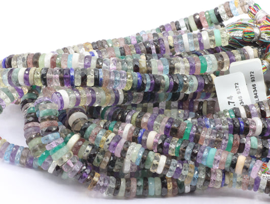 Multi Color Gemstone Beads Faceted Heshi, Faceted Donut, Faceted Tyre