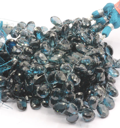London Blue Topaz Faceted Pear Beads