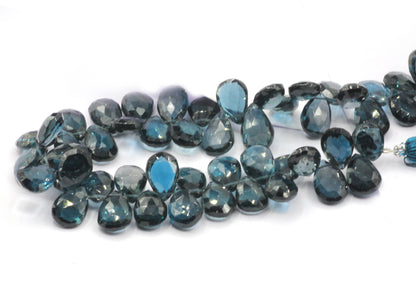 London Blue Topaz Faceted Pear Beads