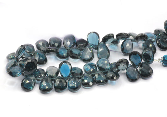 London Blue Topaz Faceted Pear Beads