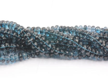 Topaz, London Blue Topaz Faceted Roundel Beads