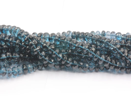 London Blue Topaz Faceted Roundel Beads