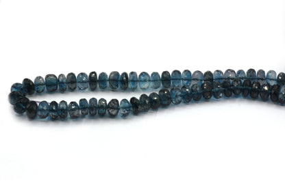 Topaz, London Blue Topaz Faceted Roundel Beads