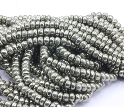 Golden Pyrite Smooth Roundel Beads