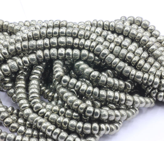 Golden Pyrite Smooth Roundel Beads