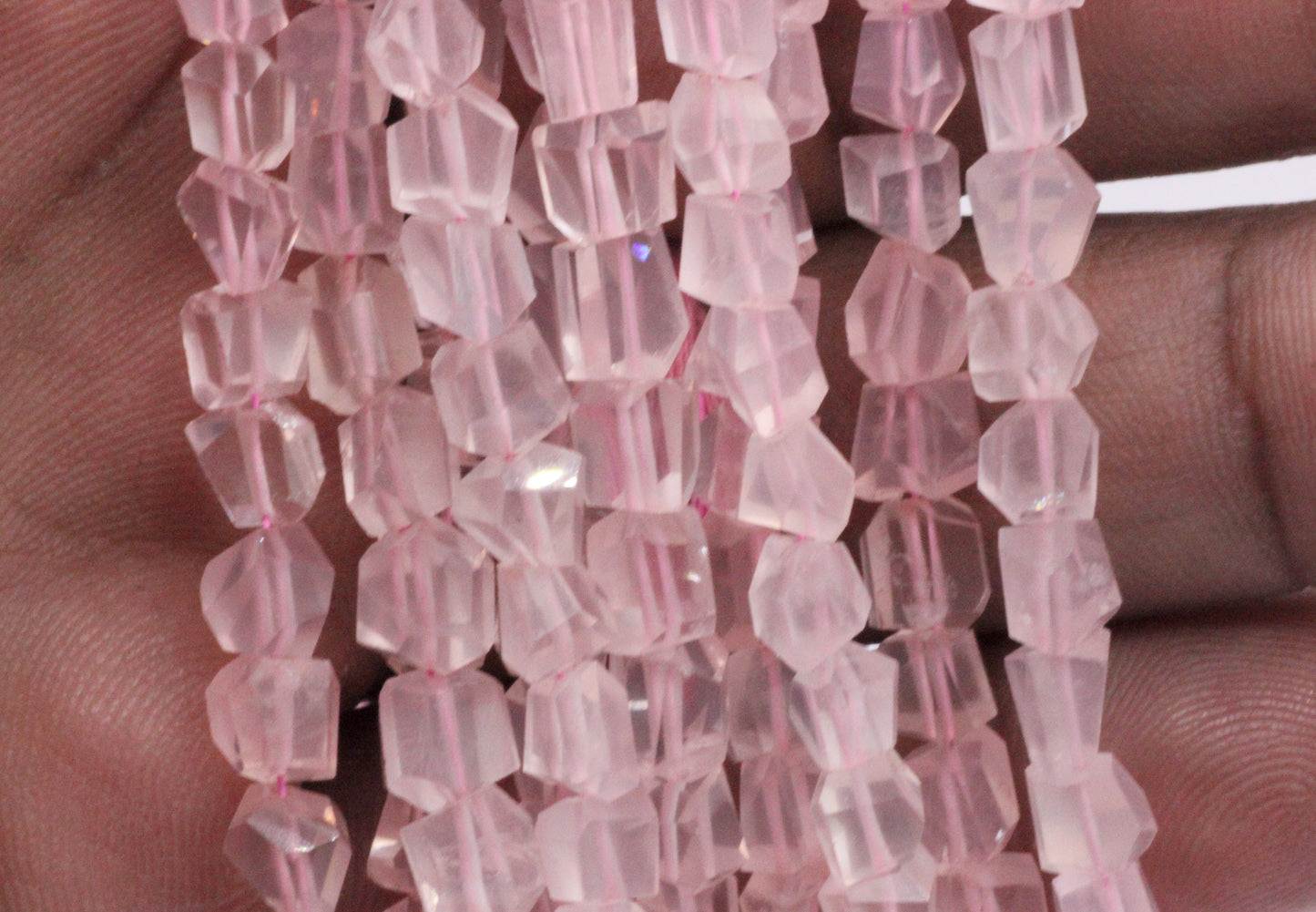 Quartz, Rose Quartz Faceted Nuggets Beads