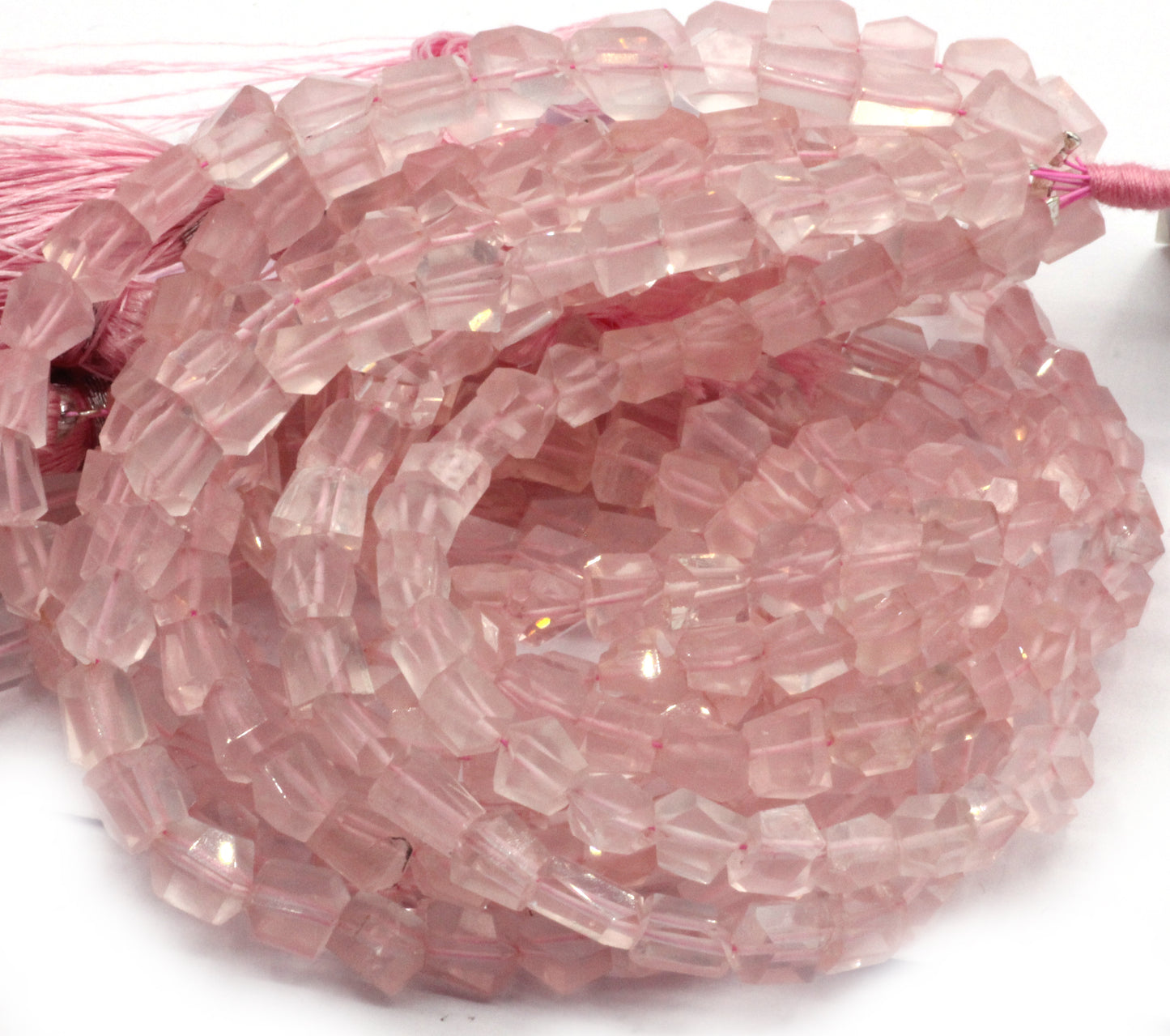 Quartz, Rose Quartz Faceted Nuggets Beads