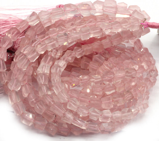 Rose Quartz Faceted Nuggets Beads, Natural Rose quartzs