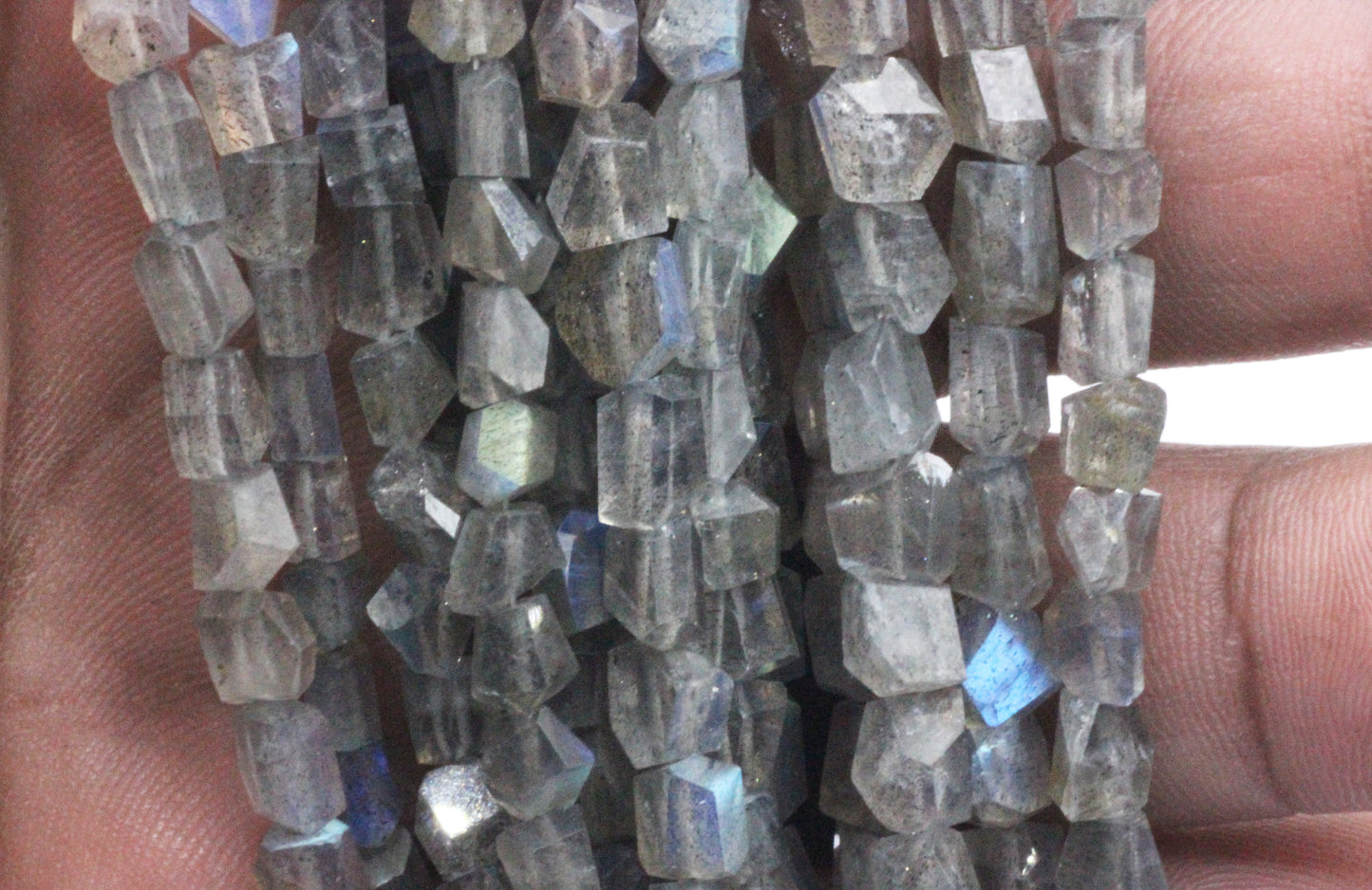Labradorite Faceted Nuggets Beads, Natural Labradorite
