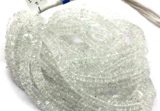 White Topaz Faceted Tyre Beads