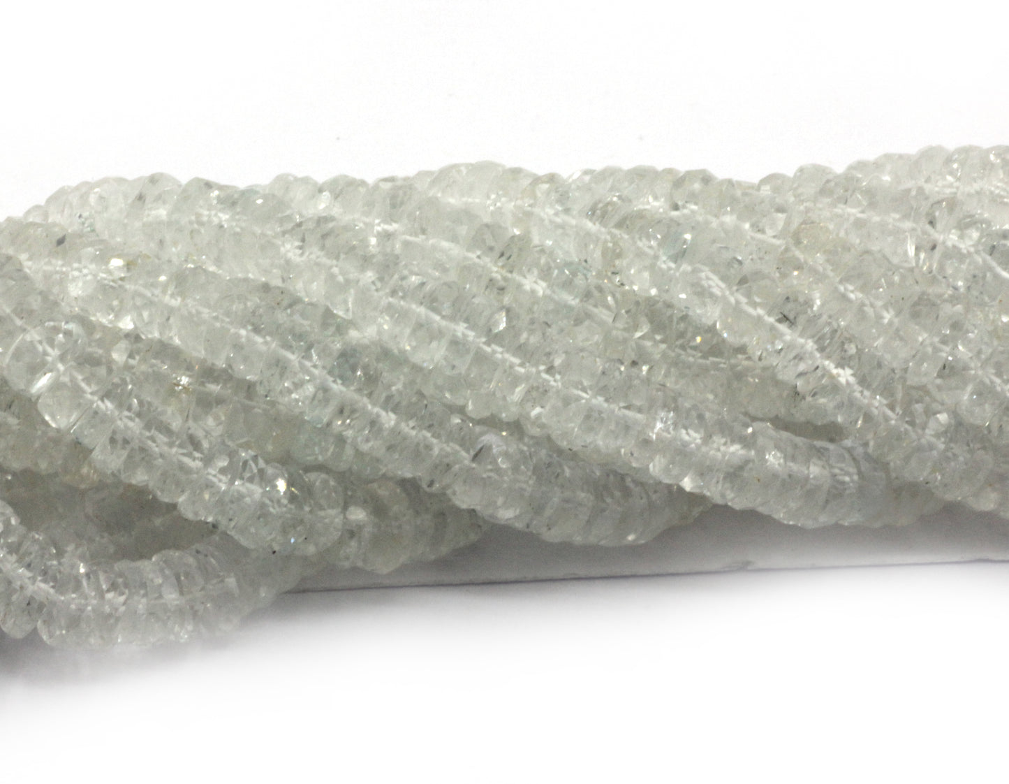 Topaz, White Topaz Faceted Tyre Beads