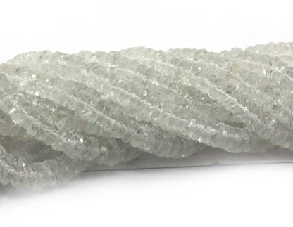 Topaz, White Topaz Faceted Tyre Beads