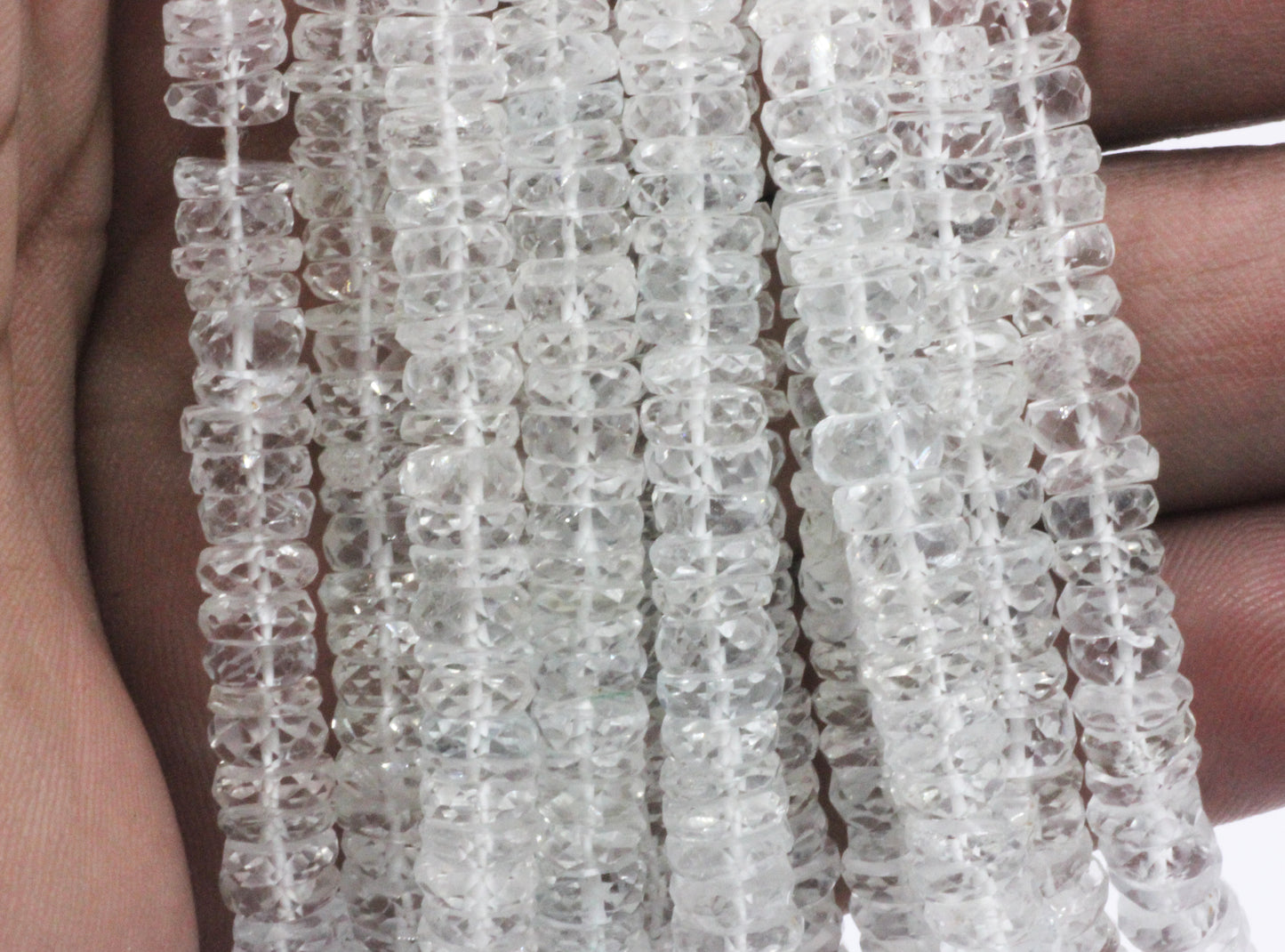 Topaz, White Topaz Faceted Tyre Beads